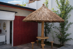 quiosque de sapê cogumelo com 3 metros de diâmetro