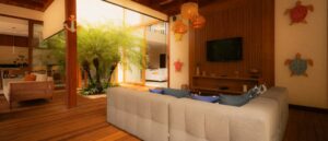Sala De Estar Com Sofa Tv E Plantas De Interior U8oMMM6FRsE