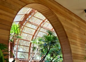 O Arco De Madeira Molda Uma Vista Das Plantas Tropicais Io uz1qtbFw